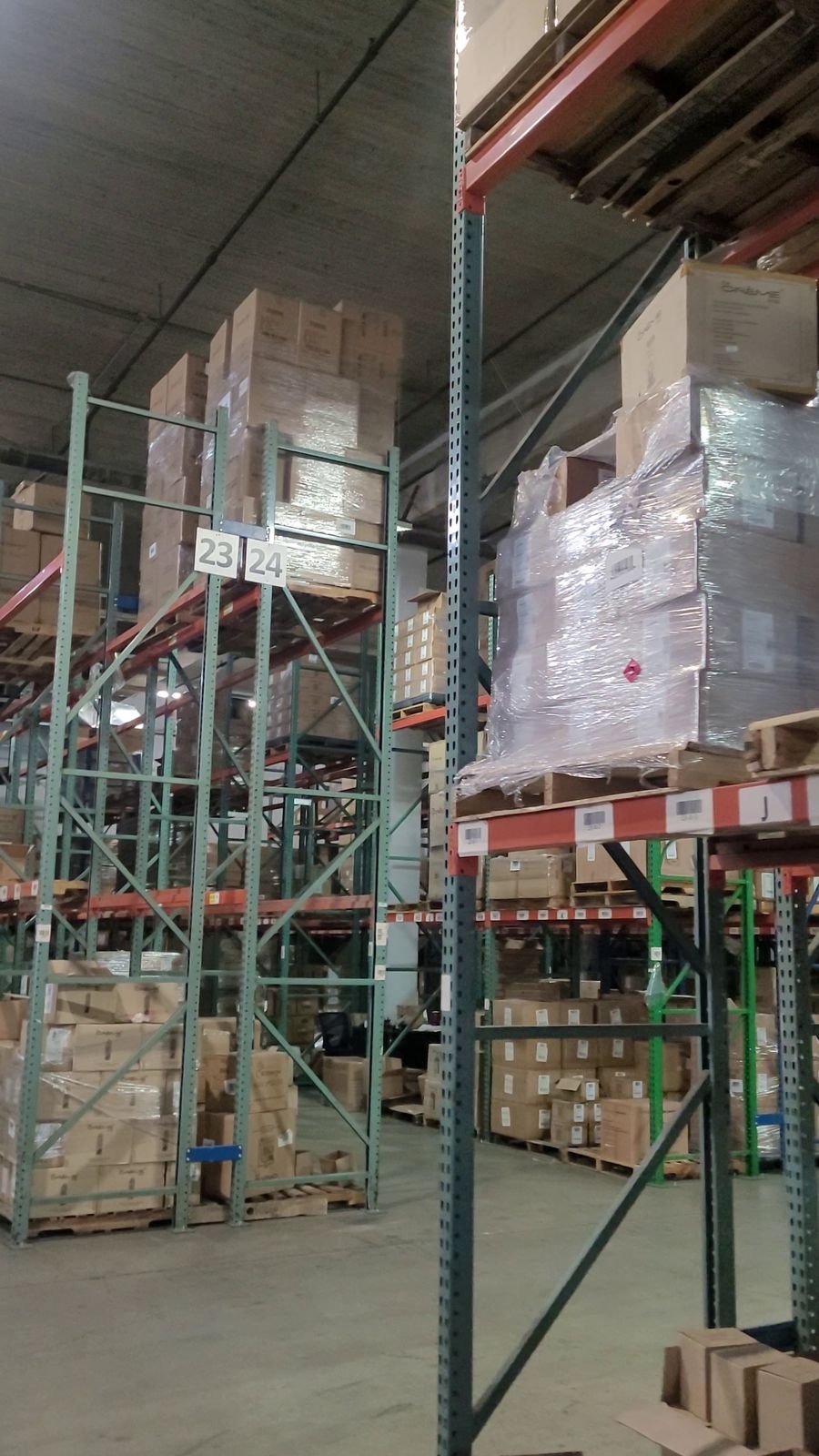 Racked inventory aisle