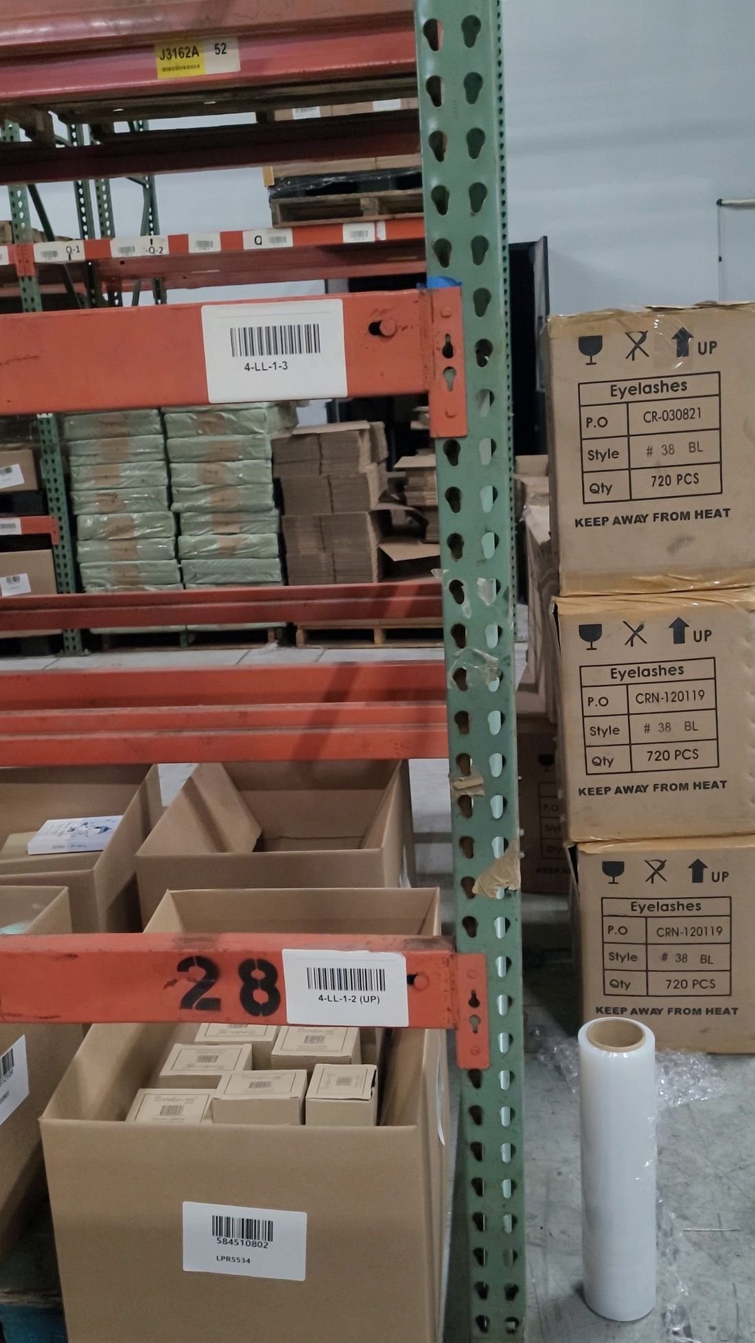 Rack location barcode label